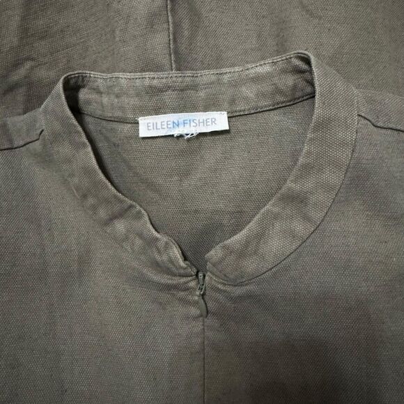 Eileen Fisher Olive Green Cotton Hemp Stretch Jumpsuit Small Medium - Picture 12 of 12